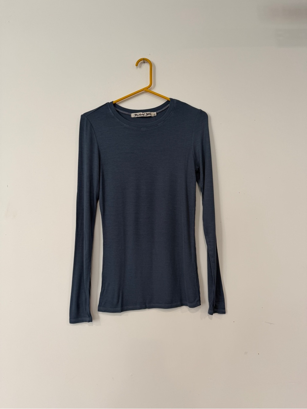 Michael Stars ribbed Long Sleeve Crew Neck Top - slate blue